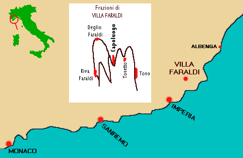 ubicazione di Villa Faraldi e delle frazioni